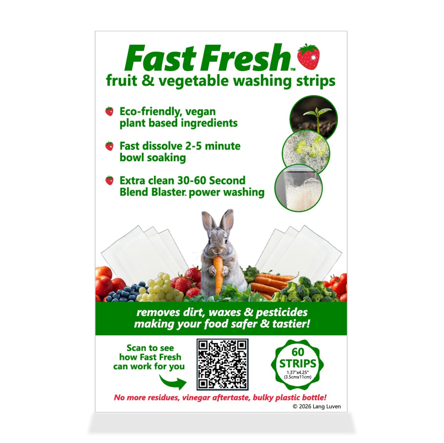 Fast Fresh Fruit & Vegetable Washing Strips - Pack of 60