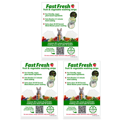 Fast Fresh Fruit & Vegetable Washing Strips - 3 Packs of 60